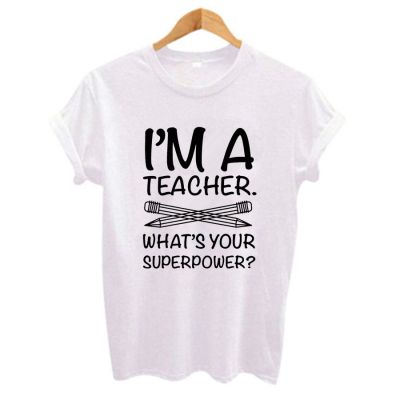 Im Teacher Whats Your Superpower Letter Print Funny T Shirt White Tees 100% Cotton Gildan