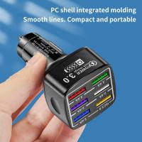 Convenient Useful 6 In 1 Car Cigarette Socket ABS Car Charger Socket Quick Charge for Truck