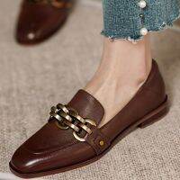 ⊙✌ Women Leather Loafers Heel