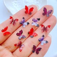 30pcs New Cute 8x10mm Resin Mini Small 3D Butterfly Series Flat back Stone Figurines DIY Wedding Scrapbook Manicure Accessories