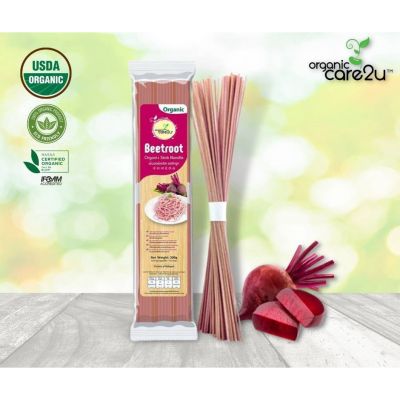 Organic Care2U Beetroot Organic Stick Noodle เส้นออร์แกนิค รสบีทรูท (200 g)