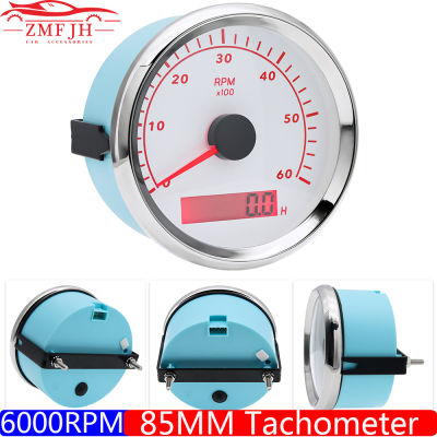 ใหม่ล่าสุด85มม. Tachometer 3000RPM 4000RPM 6000RPM 7000RPM Tachometer สีแดงสำหรับรถเรือ Marine RV Camper เครื่องยนต์12V 24V
