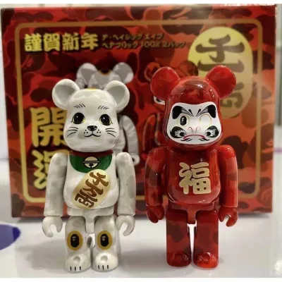 100% 7cm 2pcs/set  Tom and Jerry Dharma Bearbrick Action Figure Toy Gift