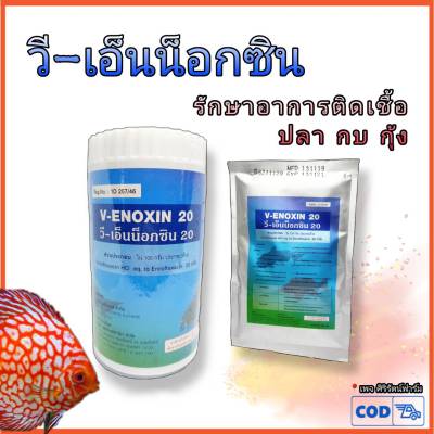 วี-เอ็นน็อกซิน (V-ENOXIN 20) รักษาสัตว์น้ำ ปลา กบ กุ้ง  วิตามิน