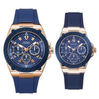 GUESS  Zena W1049G2 &amp; W1094L2 Blue Silicon Sweet Couple Watches