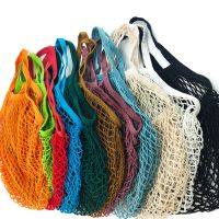 Portable Fruit Vegetable Bag Reusable Grocery Bags Washable Cotton Mesh String Organic Organizer Handbag Short Handle Net Tote