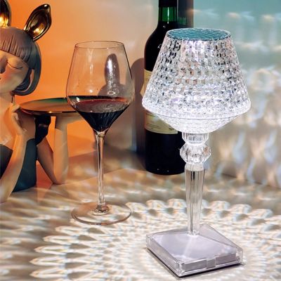 ☂♞ LED diamond crystal table lamp shadow romantic atmosphere lamp USB touch table lamp restaurant bar bedside decoration lamp