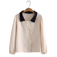 【มีไซส์ใหญ่】Plus Size Womens Waffle Long Sleeved Black Apricot Jackets Pacthwork Ladies Office-wear Button Up Elegant Outerwear