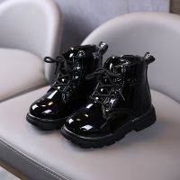 Spring Autumn Martin Boots For Girls PU Leather Height Increasing Korean Style Fashion Shoes Party Birthday Princess Footwear