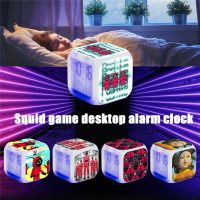 DL 【Squid Game】 Korean LED Digital Alarm Clock Horror Sound Bedroom Table Electronic Desktop Clocks