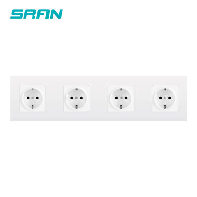 SRAN 344*86mm eu plug wall power socket home multi-frame black white gold flame retardant PC panel sockets