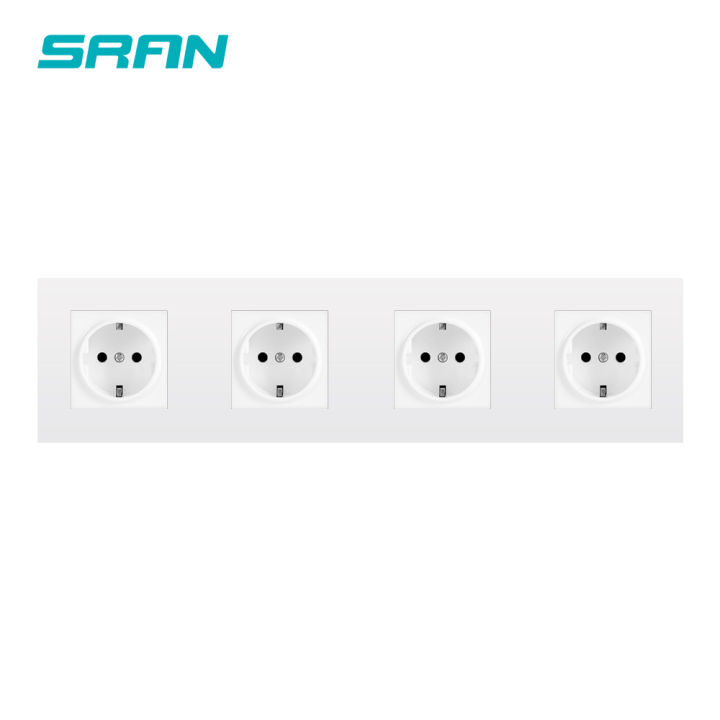 sran-344-86mm-eu-plug-wall-power-socket-home-multi-frame-black-white-gold-flame-retardant-pc-panel-sockets