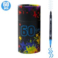 24/60 Colors Dual Tip Brush Pens Flexible Brush 0.4mm Fineliner Tip Markers Set for Children Adults Journaling Art Supplies