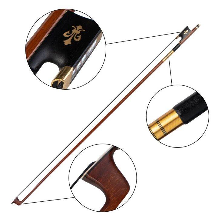 lommi-4-4-full-size-brazilwood-violin-bow-black-horsehair-ebony-fleur-de-lis-frog-well-balanced-for-beginner-and-student