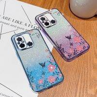 เคสกากเพชรสำหรับเรดมี่12C 12 10C 10A 9C 4G Redmi12 Redmi12C โทรศัพท์ซิลิโคน TPU ยืดหยุ่นฝาหลังอ่อนนุ่มเคสกันกระแทกมือถือแวววาวปกป้องผิวชุบลายดอกไม้ไล่ระดับสี