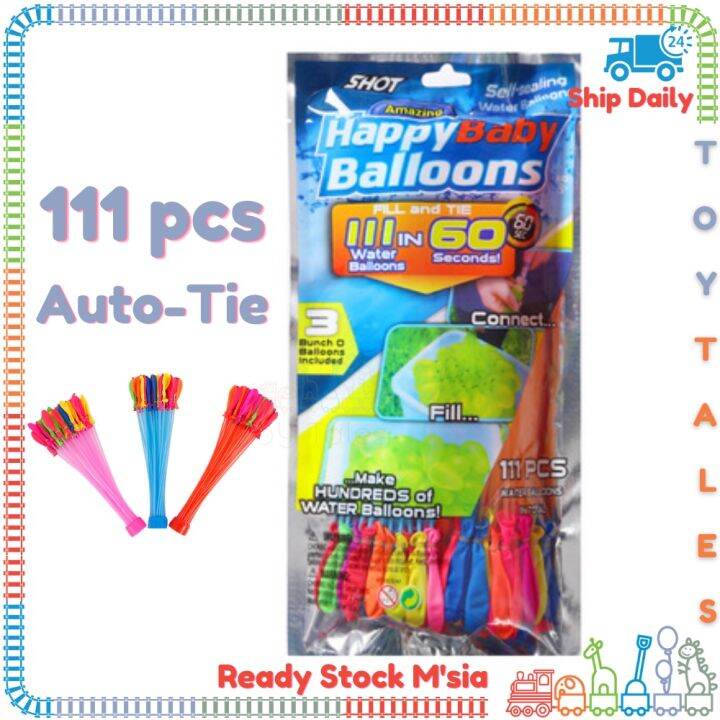 Water Balloon Toy Set [111pcs Quick Fill & Auto-Tie] Kids Water Bombs ...