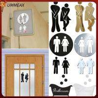 UMMEAX โปสเตอร์ห้องน้ำตลกๆสำหรับตกแต่งห้องน้ำป้ายทางเข้าผิวกระจกรูปลอกสติ๊กเกอร์ติดผนัง3มิติสำหรับผู้หญิงและผู้ชาย