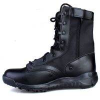 【Ready】? Security shoes summer ultra-thin mens cqb combat training boots summer special training tactical boots mesh breathable canvas high-top shoes