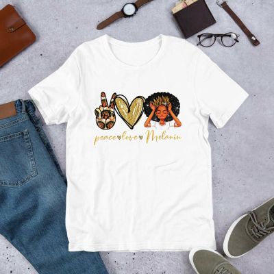 Graphics Tee Peace Love Melanin Sugar Afro Black Brown Girls Pride Gifts TShirt  AM4C