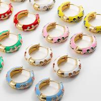 【YF】✚❧  Colorful Small Hoop Earrings Metal Enamel Flowers and Huggie Hoops Female Jewelry