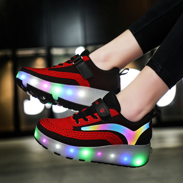 2023 New Hai Sneakers Có Bánh Xe Sạc USB Đèn LED Nhấp Nháy Lên Trượt Patanh  Bánh Xe Giày Cho Nam Nữ 