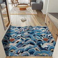 Rubber Washable Rug Non-slip Hallway Carpet Doormat Wave Sun Waterproof Easy Clean Carpet Entryway Resist Dirt Trapper Rug Mats