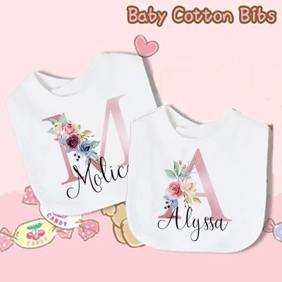 【JH】 Personalised Baby Bibs Custom Initial with Name Cotton Bib Newborn Saliva Print Baptism Shower Gifts