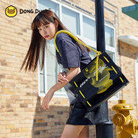 B.Duck Dong กระเป๋าทรงสี่เหลี่ยมมีหูหิ้วสะพายไหล่ผ้าใบแคนวาสสีดำกระเป๋าสะพายไหล่ความร่วมมือดาราหนังจีนกระเป๋าถือพับได้