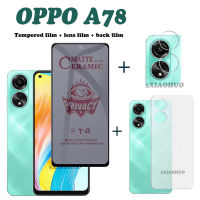 3in1สำหรับ OPPO A78ป้องกันการสอดแนมกระจกฟิล์มกระจก iPhone X พร้อม Privacy ฟิล์มบาง OPPO A78ปกป้องหน้าจอ + ฟิล์มเลนส์ + ฟิล์มด้านหลัง