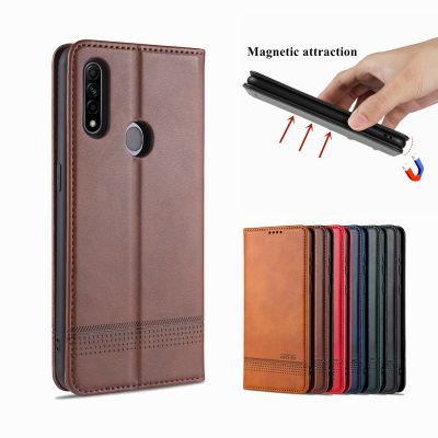Luxury magnetic attraction case for OPPO A31 2020 / OPPO A8 6.5 simplicity phone cover wallet case card slots high quality AZNS