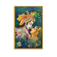 โปสเตอร์ภาพวาดสไตล์อินเดีย Radha Krishna โปสเตอร์ผ้าใบพิมพ์ภาพ Hiasan Kamar 24X36นิ้ว (60X90ซม.)