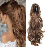 Chorliss Claw On Ponytail Synthetic Women Clip In Hair Extensions Curly Wavy Style Pony Tail Hairpiece Brown Blonde Color Wig  Hair Extensions  Pads