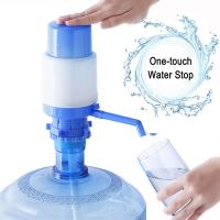 【CW】Manual Water Pump Bottles Blue Hand Pressure Water Dispenser Secure Fit on Crown Top Jugs Protective Spout Cap Cleaning Brush