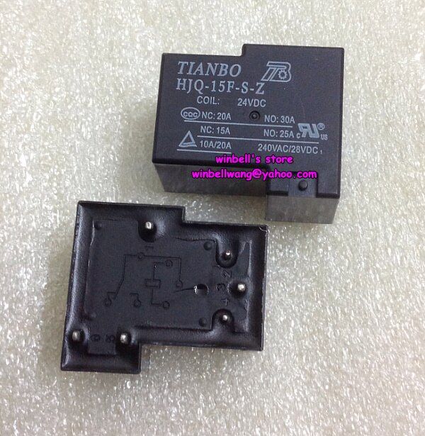 【❂Hot On Sale❂】 EUOUO SHOP 5ชิ้น Tianbo รีเลย์ไฟฟ้า Hjq-15f-s-z-24vdc 20a 6Pins ใน ~