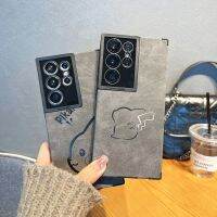 【11สไตล์】เคส Samsung S22 Ultra S23Ultra กล้องดีไซน์เพื่อการปกป้องกระเป๋าใส่โทรศัพท์หนังกลับเทียมลาย
