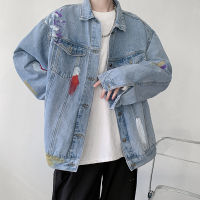 Men Splash-ink Denim Jacket Streetwear Hip Hop Mens Jean Jackets Male Casual Loose Outerwear 2022 New Spring Fashion Coats