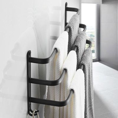 1 / PC Towel Rack Bathroom Perforated Wall-Mounted Shower Towel Rack Nordic Style Three-Layer Towel Rack
