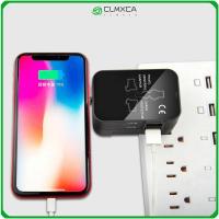 ตัวแปลงสัญญาณปลั๊กอียูรถอเนกประสงค์ CLMXCA เต้าเสียบอเนกประสงค์ USB อะแดปเตอร์ชาร์จไฟ2พอร์ต USB