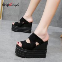 ❈ High wedge slippers For women Summer Beach Shoes Women High Heels platform slippers womens open toe Thick Bottom Slippers