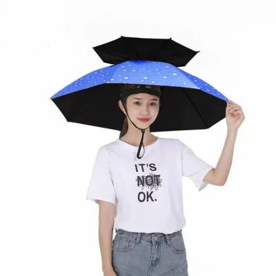 ร่ม หมวกร่มกันแดด กันฝน  หมวกร่มพับได้ ร่มหมวก สำหรับคาดศีรษะ สีรุ้ง สวยสดใส สะดุดตา พกพาง่าย