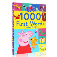 Piggy pic fun stickers game book original English version 1000 words Peppa Pig 1000 first words Sticker Book pink pig sister child interaction picture book