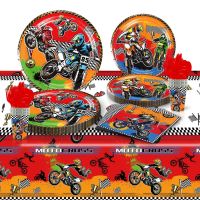 Motorcycle Theme Party Plates cups balloon Motocross Tableware Dirt Bike Party cups Kids Motorcycle Birthday party Decorations