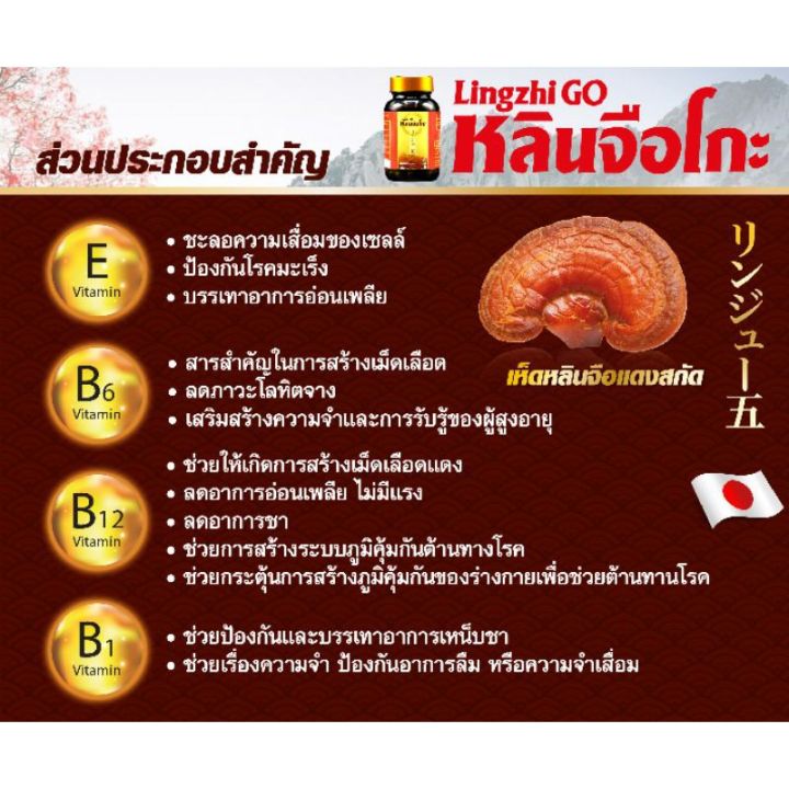 ส่งฟรี-หลินจือแดงแท้จากญี่ปุ่น-เพิ่มภูมิให้ร่างกาย-หลินจือโกะ-ตั๊กมยุรา-เห็ดหลินจือแดง-lingzhigoของแท้-ส่งตรงจากบริษัท