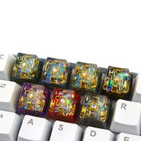 Dropshipping Clear Resin Keycaps Artisan ESC Enter Keycap OEM R4 for Cherry MX Switch Mechanical Keyboard Secret Gold Realm