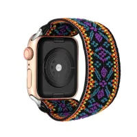 โบฮีเมียนไนล่อนยืดหยุ่นเดี่ยวห่วงสำหรับสายคาด Apple Watch 7 45มม. 38มม. 44มม. สำหรับ Iwatch Series 6 5 4สายสำรอง41มม. 40มม. 42มม.