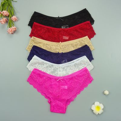 （A So Cute） 3ชิ้น/ล็อต Sexy Thongs PantiesWomen Underwear Transparent Underpant Seamless TangasHollow Gstring Large Size 2XL