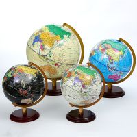 Wooden Stand World Globe Ball Student Educational Tool Desktop Ornament Birthday Gift
