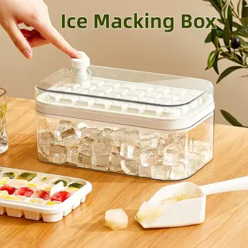 Ice Cube Tray, Stackable Ice Trays for Freezer with Lid and Bin, Easy  Release 64 Nuggets Ice for Chilling Cocktails Whiskey Tea Coffee Cool Drinks