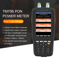 TM70B มิเตอร์วัดพลังงานแสงเครื่องทดสอบใยแก้วนำแสง FTTH VFL OPM มีแบตเตอรี่ลิเธียมในตัวแบบมือถือ PON