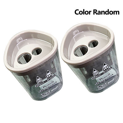 2pcs Handheld School 8mm 12mm With Container Durable Dual Holes Manual Kids Adults Random Color Home Office Pencil Sharpener